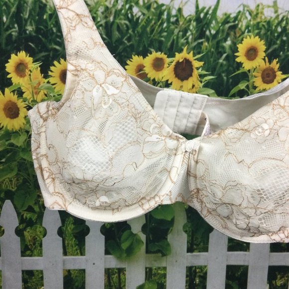 Cacique Bra White w/ Lace Overlay 40C - Picture 2 of 6